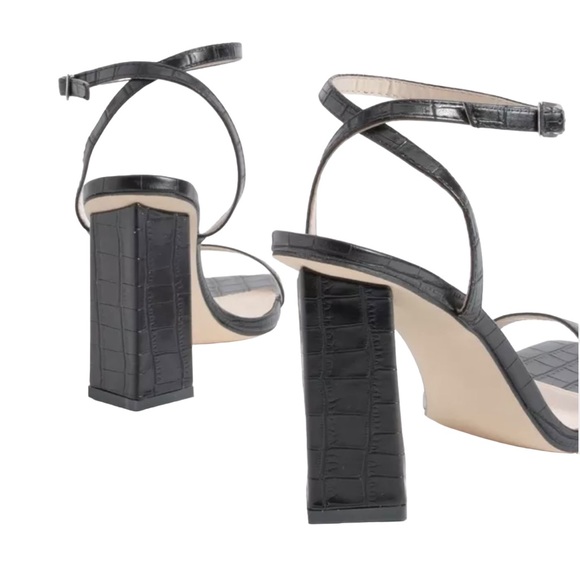 Boohoo Women’s Black Croc Block Heels Size 40 (9) - Picture 2 of 5